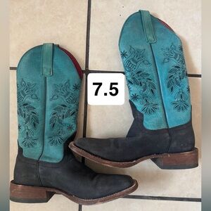 Macie Bean Teal and Black Western Boots